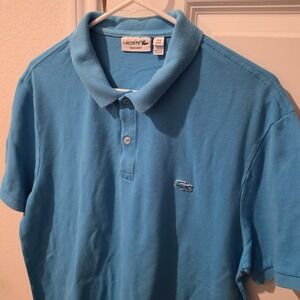 Lacoste Mens Regular Fit Pique Polo Shirt Light Blue Short Sleeve XL FR 6